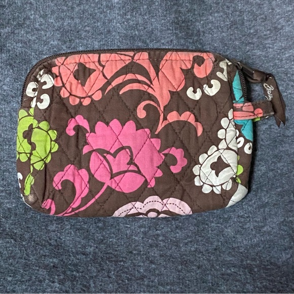 Vera Bradly Brown and Green Floral Cosmetic Bag with Geometric Accent Paisley - Picture 2 of 11